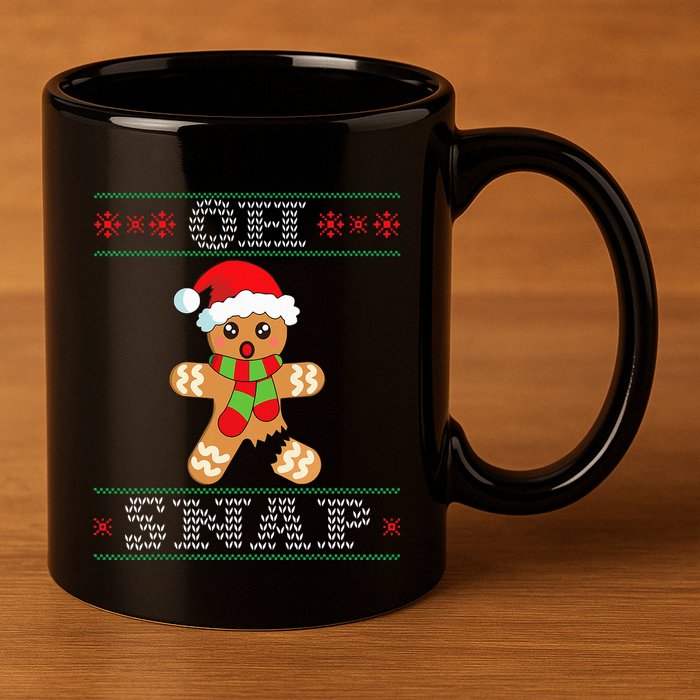 Gingerbread Man Oh Snap Funny Christmas Ugly Sweater 11oz C Handle Ceramic Mug