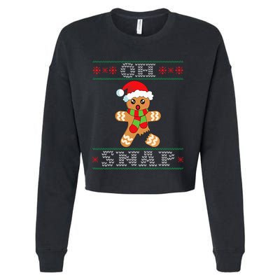 Gingerbread Man Oh Snap Funny Christmas Ugly Sweater Cropped Pullover Crew