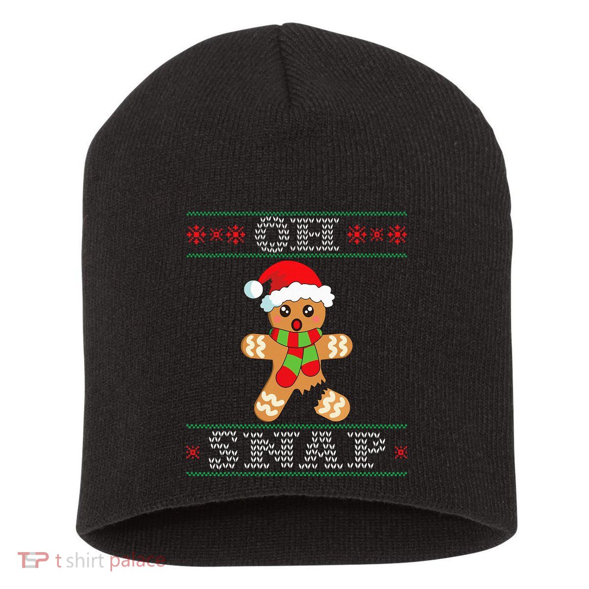 Gingerbread Man Oh Snap Funny Christmas Ugly Sweater Short Acrylic Beanie