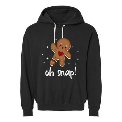 Gingerbread Man Oh Snap Funny Cute Christmas Garment-Dyed Fleece Hoodie