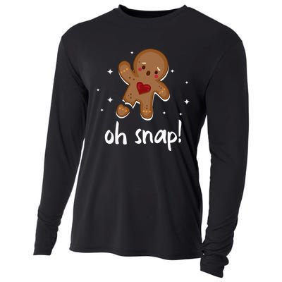 Gingerbread Man Oh Snap Funny Cute Christmas Cooling Performance Long Sleeve Crew