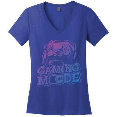 Gaming Mode On Gaming Gamer Nerd Geek Video Games Great Gift Women's V-Neck T-Shirt