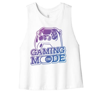 Gaming Mode On Gaming Gamer Nerd Geek Video Games Great Gift Women's Racerback Cropped Tank