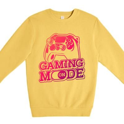 Gaming Mode On Gaming Gamer Nerd Geek Video Games Great Gift Premium Crewneck Sweatshirt