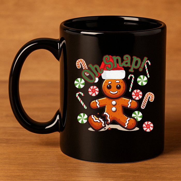 Gingerbread Man Oh Snap Christmas Funny Cookie Baking 11oz C Handle Ceramic Mug