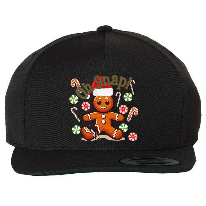 Gingerbread Man Oh Snap Christmas Funny Cookie Baking Wool Snapback Cap