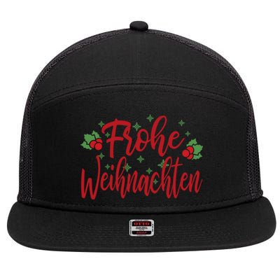 German Matching Ornaments Merry Christmas Frohe Weihnachten Merry Christmas 7 Panel Mesh Trucker Snapback Hat