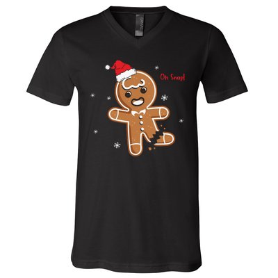 Gingerbread Man Oh Snap Christmas Cookie Costume Baking Team V-Neck T-Shirt