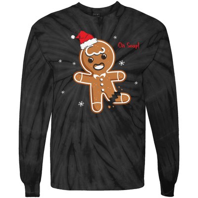 Gingerbread Man Oh Snap Christmas Cookie Costume Baking Team Tie-Dye Long Sleeve Shirt