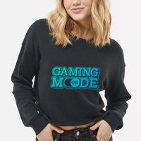 Gaming Mode On Nerd Video Games Geek Video Games Great Gift Cropped Pullover Crew