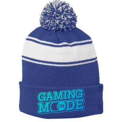 Gaming Mode On Nerd Video Games Geek Video Games Great Gift Stripe Pom Pom Beanie