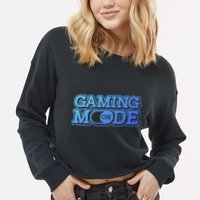 Gaming Mode On Nerd Video Games Geek Video Games Great Gift Cropped Pullover Crew