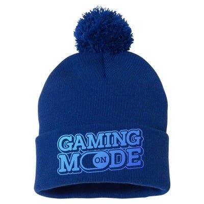 Gaming Mode On Nerd Video Games Geek Video Games Great Gift Pom Pom 12in Knit Beanie