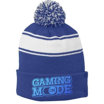 Gaming Mode On Nerd Video Games Geek Video Games Great Gift Stripe Pom Pom Beanie