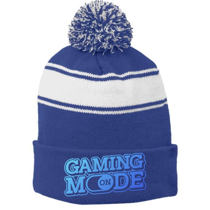 Gaming Mode On Nerd Video Games Geek Video Games Great Gift Stripe Pom Pom Beanie