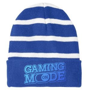 Gaming Mode On Nerd Video Games Geek Video Games Great Gift Striped Beanie with Solid Band