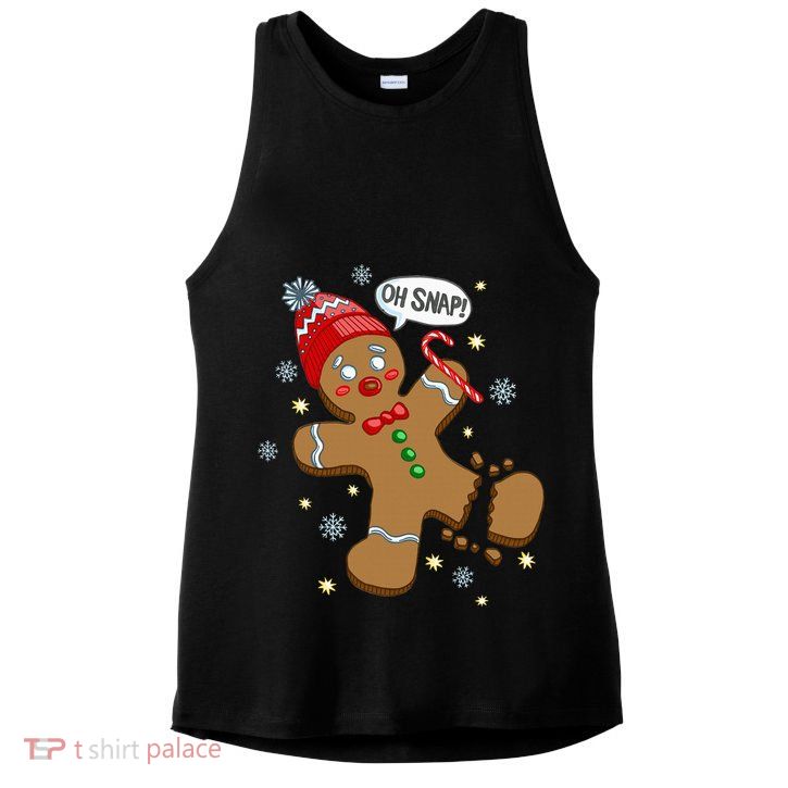 Gingerbread Man Oh Snap Christmas Ladies PosiCharge Tri-Blend Wicking Tank