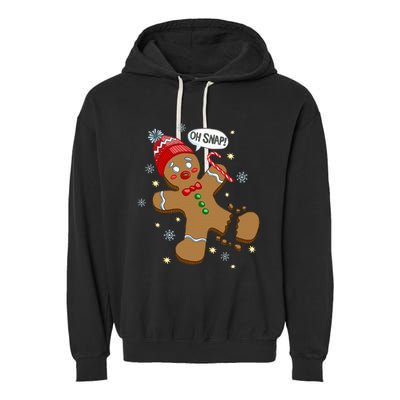 Gingerbread Man Oh Snap Christmas Garment-Dyed Fleece Hoodie