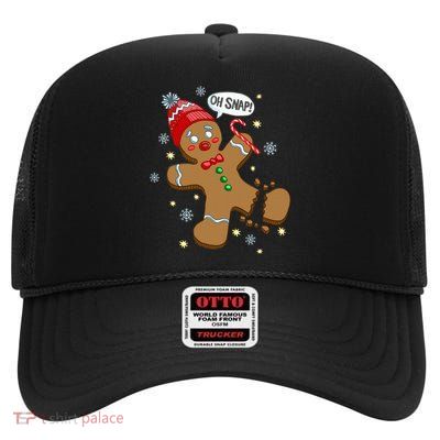 Gingerbread Man Oh Snap Christmas High Crown Mesh Back Trucker Hat