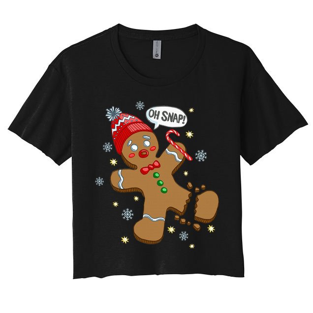 Gingerbread Man Oh Snap Christmas Women's Crop Top Tee