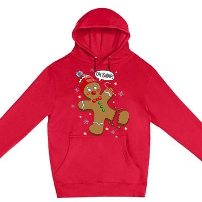 Gingerbread Man Oh Snap Christmas Premium Pullover Hoodie