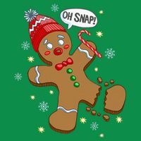 Gingerbread Man Oh Snap Christmas V-Neck T-Shirt