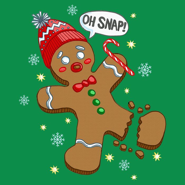 Gingerbread Man Oh Snap Christmas V-Neck T-Shirt