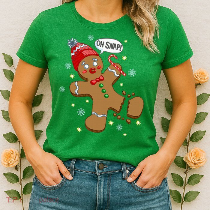 Gingerbread Man Oh Snap Christmas Womens T-Shirt