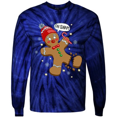 Gingerbread Man Oh Snap Christmas Tie-Dye Long Sleeve Shirt