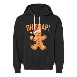 Gingerbread Man Oh Snap Christmas Garment-Dyed Fleece Hoodie