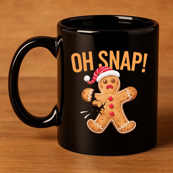 Gingerbread Man Oh Snap Christmas 11oz C Handle Ceramic Mug