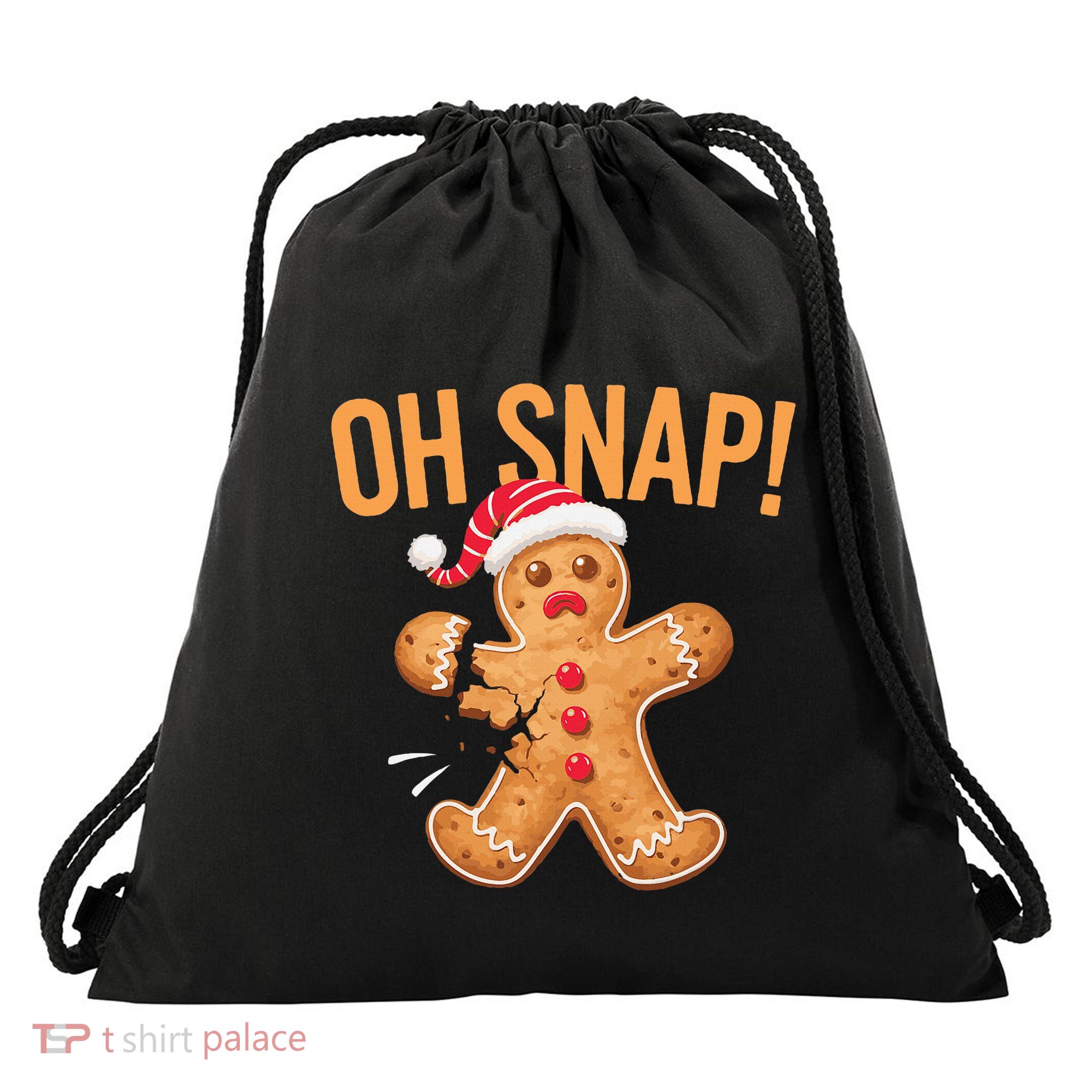 Gingerbread Man Oh Snap Christmas Drawstring Bag