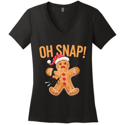 Gingerbread Man Oh Snap Christmas Women's V-Neck T-Shirt