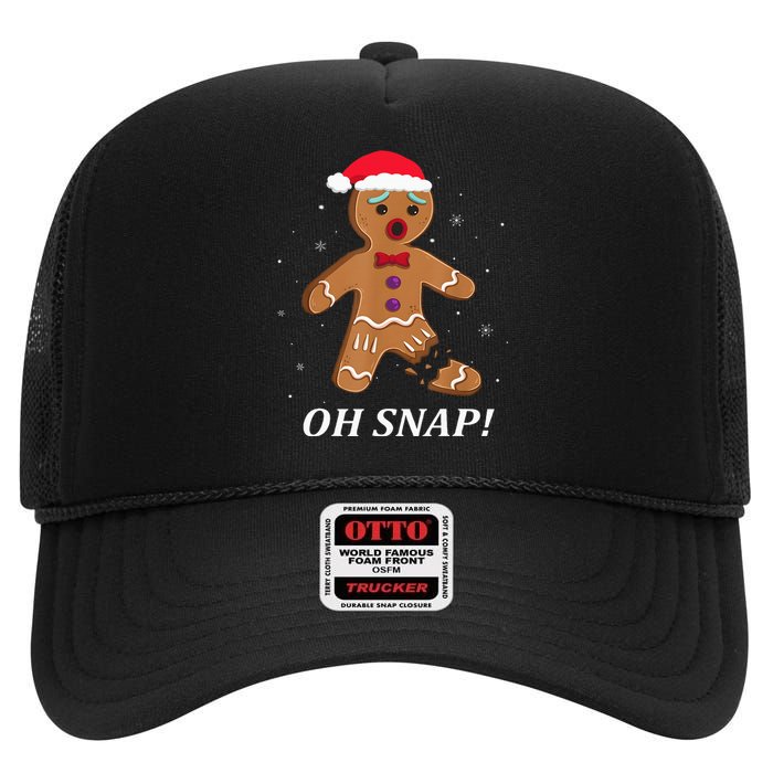 Gingerbread Man Oh Snap Christmas Cookie Costume Baking Team High Crown Mesh Back Trucker Hat