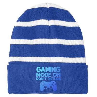 Gaming Mode On Dont Disturb Gaming Video Games Gift Striped Beanie with Solid Band