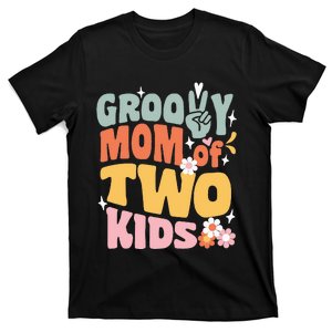 Groovy Mom of Two Retro Back To School Mother's Day T-Shirt