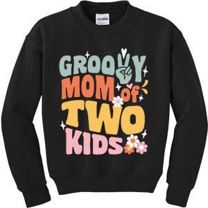 Groovy Mom of Two Retro Back To School Mother's Day Kids Sweatshirt