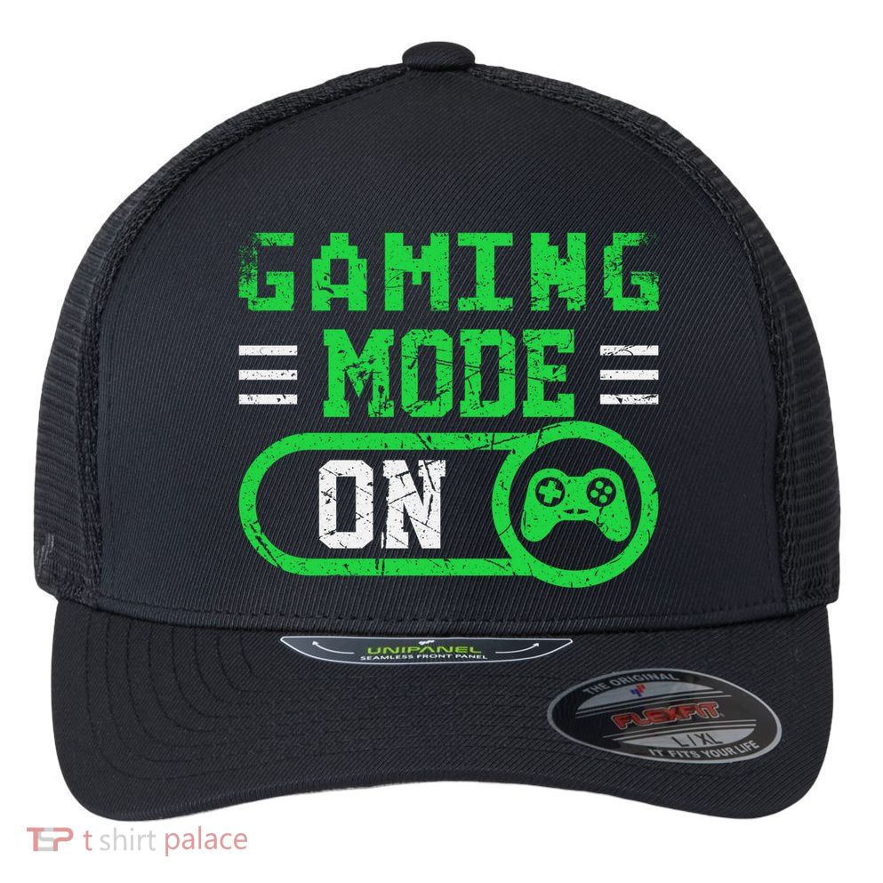 Gaming Mode On Distressed Video Game Controller Gamer Great Gift Flexfit Unipanel Trucker Cap