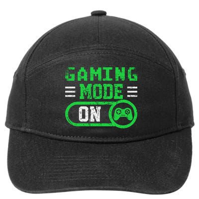 Gaming Mode On Distressed Video Game Controller Gamer Great Gift 7-Panel Snapback Hat