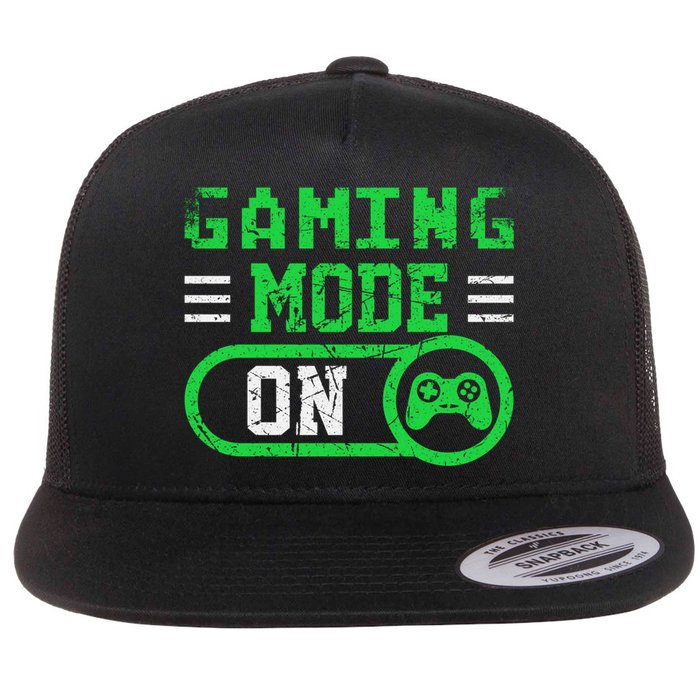 Gaming Mode On Distressed Video Game Controller Gamer Great Gift Flatbill Hat