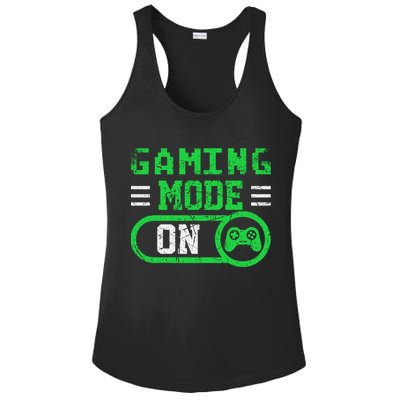 Gaming Mode On Distressed Video Game Controller Gamer Great Gift Ladies PosiCharge Competitor Racerback Tank