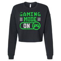 Gaming Mode On Distressed Video Game Controller Gamer Great Gift Cropped Pullover Crew