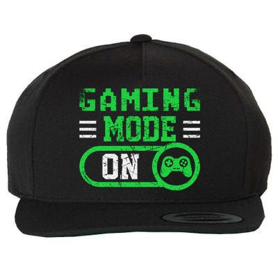 Gaming Mode On Distressed Video Game Controller Gamer Great Gift Wool Snapback Cap