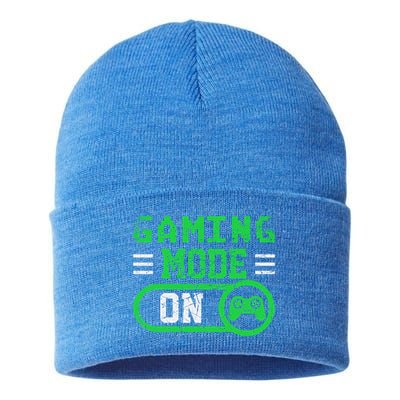 Gaming Mode On Distressed Video Game Controller Gamer Great Gift Sustainable Knit Beanie