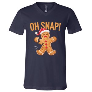 Gingerbread Man Oh Snap Christmas V-Neck T-Shirt