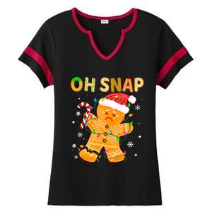 Gingerbread Man Oh Snap Funny Cute Christmas Ladies Halftime Notch Neck Tee