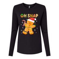 Gingerbread Man Oh Snap Funny Cute Christmas Womens Cotton Relaxed Long Sleeve T-Shirt