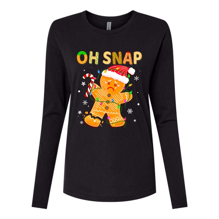 Gingerbread Man Oh Snap Funny Cute Christmas Womens Cotton Relaxed Long Sleeve T-Shirt