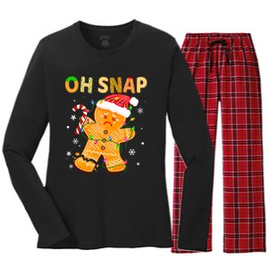 Gingerbread Man Oh Snap Funny Cute Christmas Women's Long Sleeve Flannel Pajama Set 