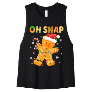 Gingerbread Man Oh Snap Funny Cute Christmas Women's Racerback Cropped Tank